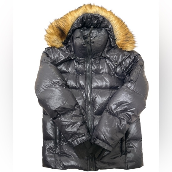 S13 Puffer Jacket with Faux Fur Hood Black Size Small - Picture 4 of 10